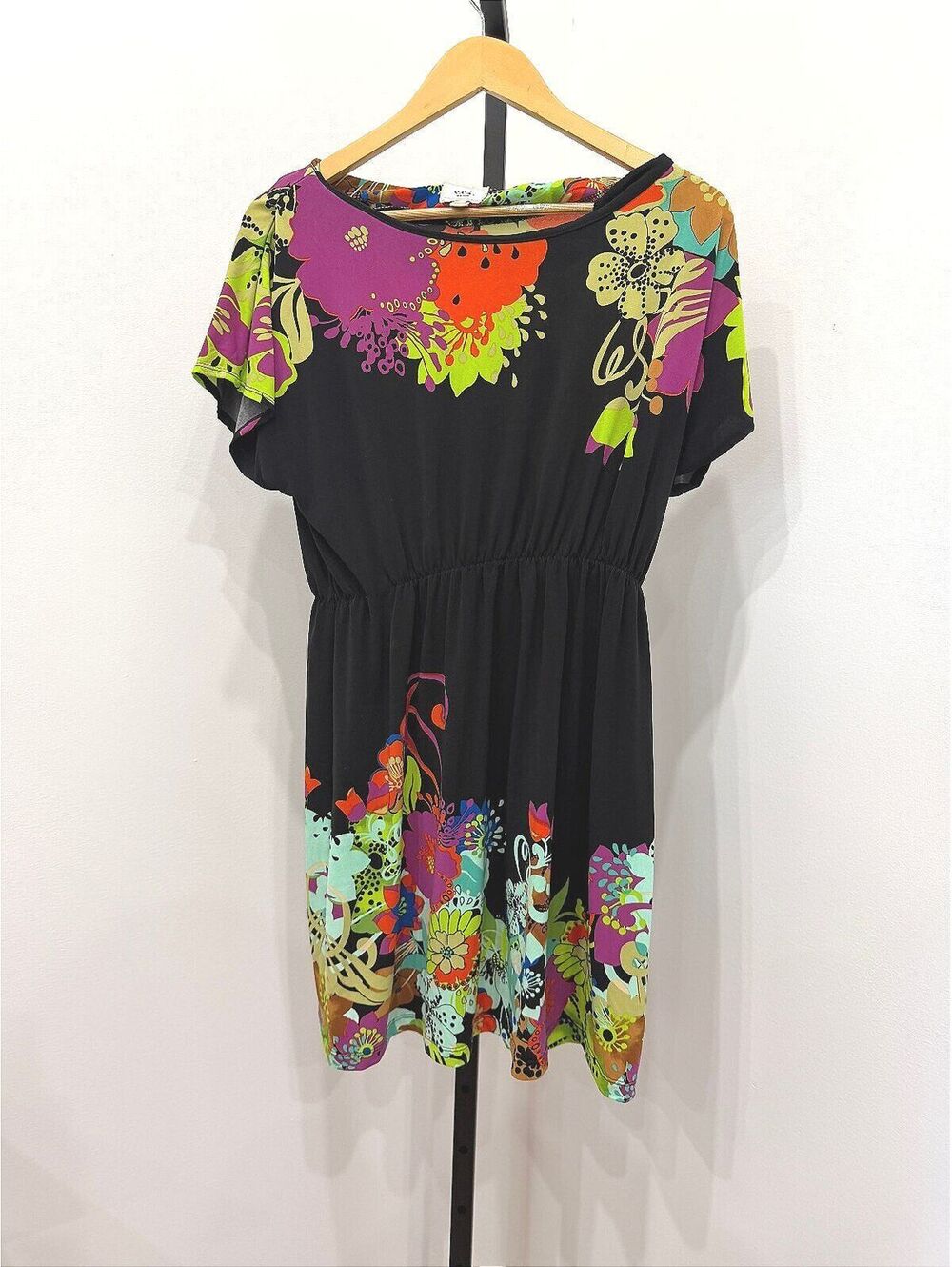 eci New York Women's Black Multicolor Floral Dress Size 10